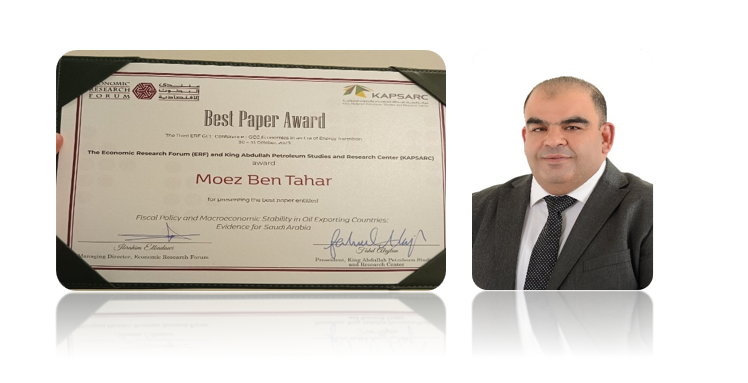 Dr. Moez Ben Tahar, Faculty member at the College of Business Administration, has received the Best Paper Award.