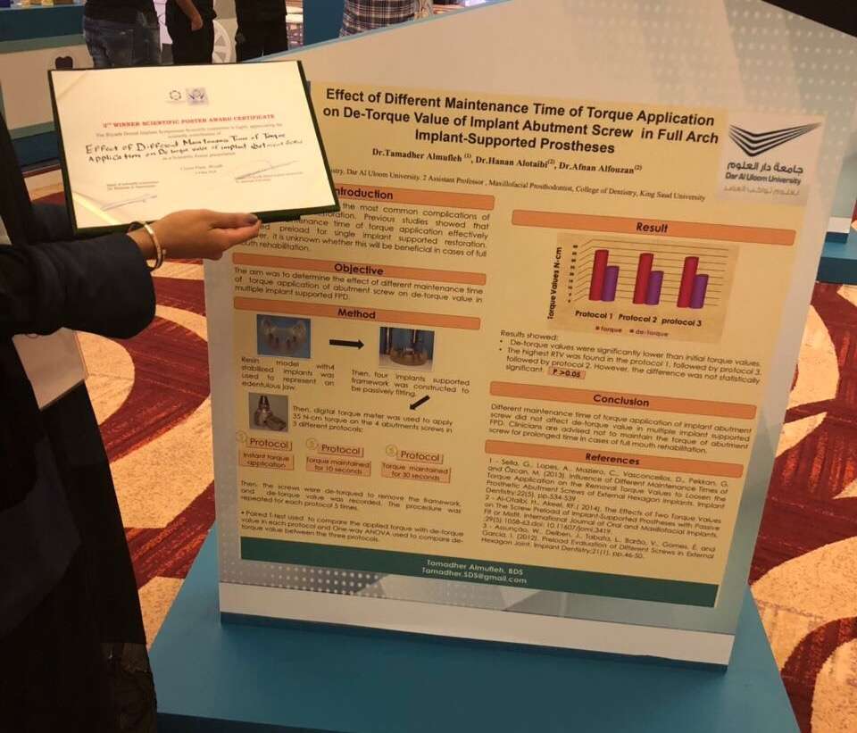 Dar Al Uloom Representative Wins Second Place at Riyadh’s Dental Forum